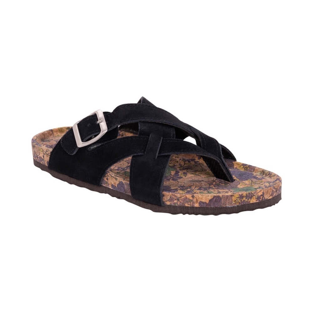 Muk Luks Shayna Buckle Strap Suede Sandals Black 11